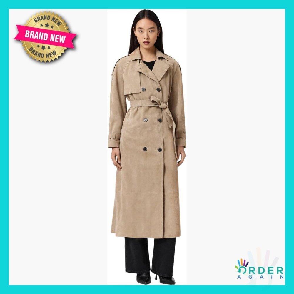 Suede Trench Coat Classic Chic Elegant Minimal Oversized Long Sleeve Jacket